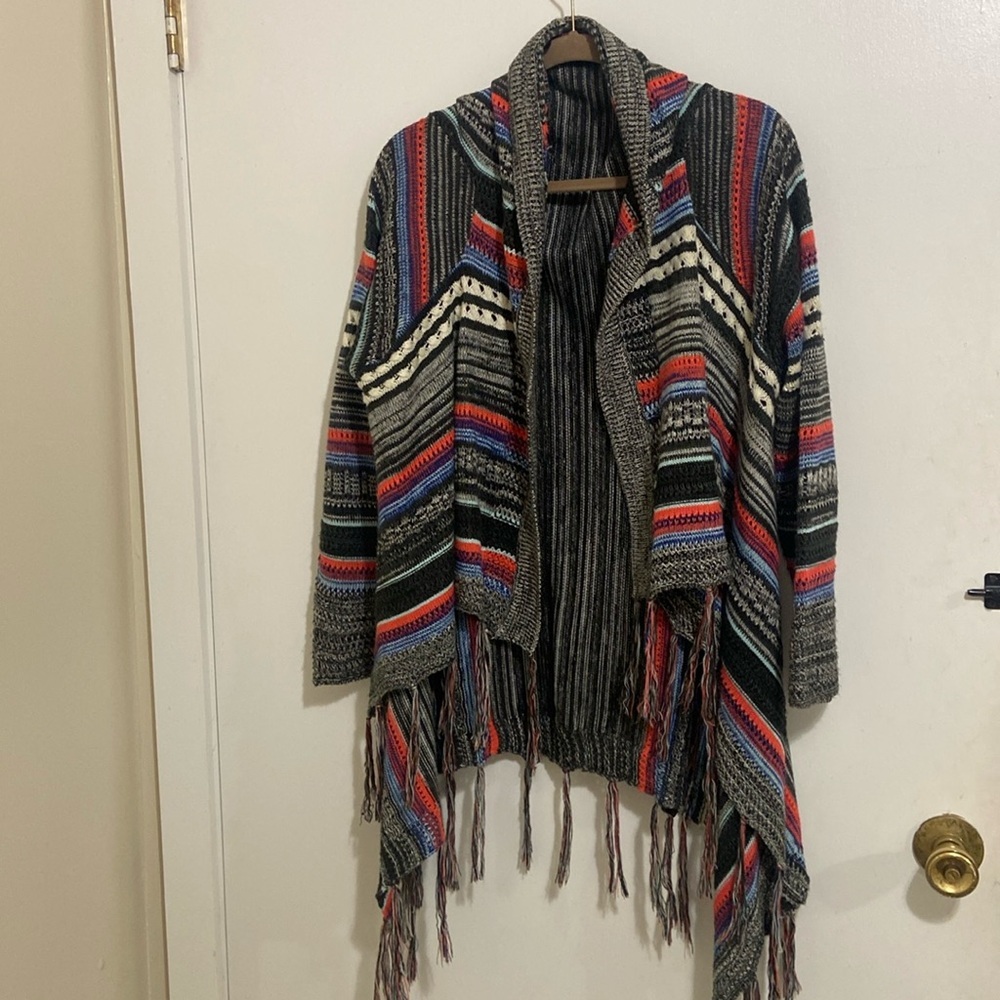 Rock n Roll Cowgirl sweater cardigan multicolor size large fringe